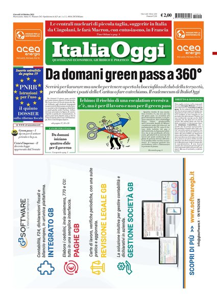 Italia oggi : quotidiano di economia finanza e politica